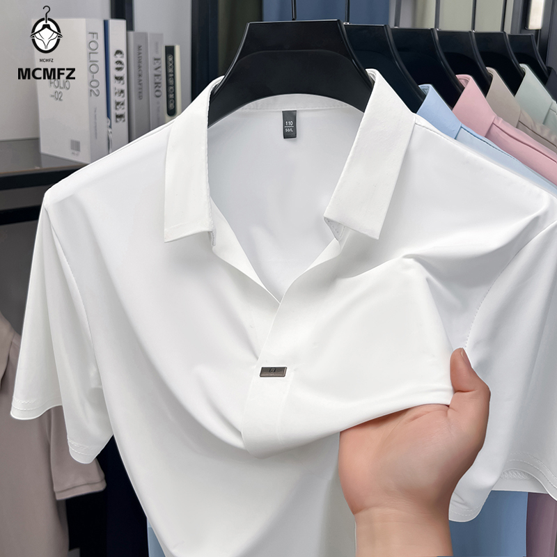 Men'S Polo Formal Wear - Camicia da uomo con risvolto piatto