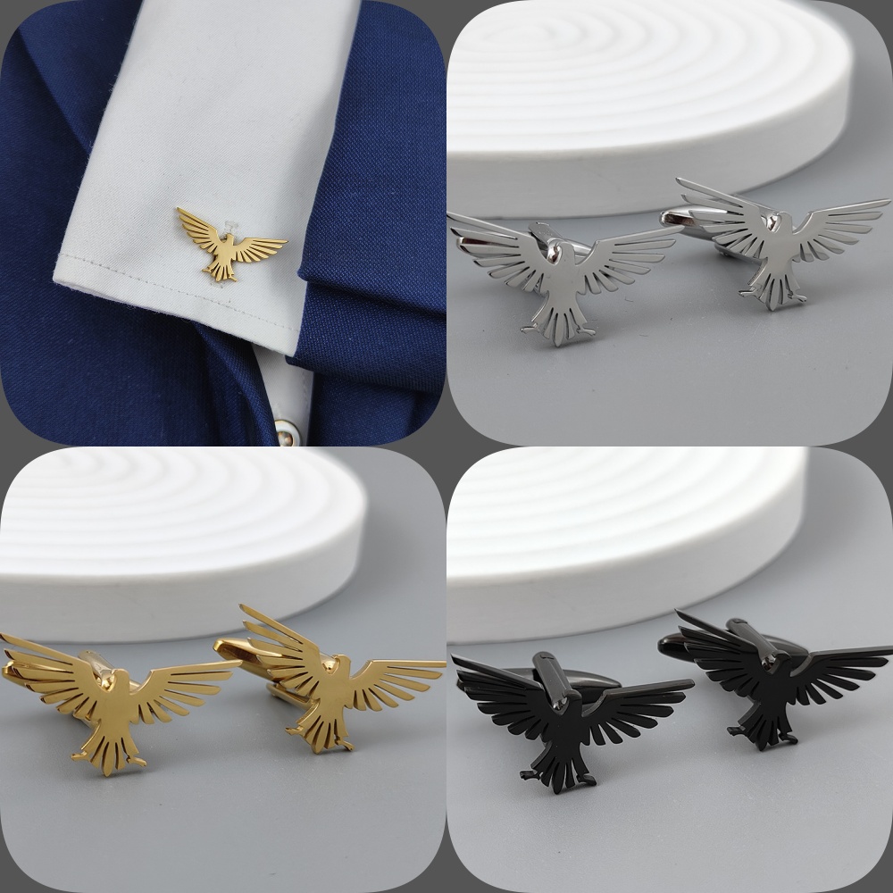Men Formal Wear With Tie - Gemelli placcati oro con aquila volante