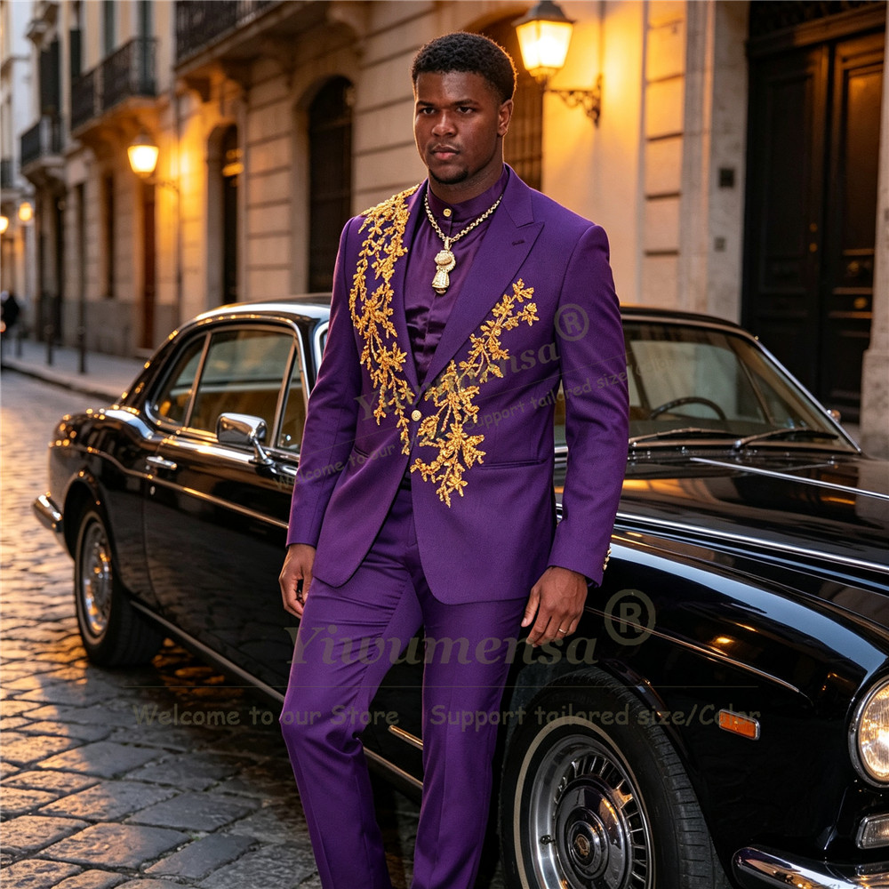 Unique Men'S Formal Wear - Abito da Uomo Viola dal Design