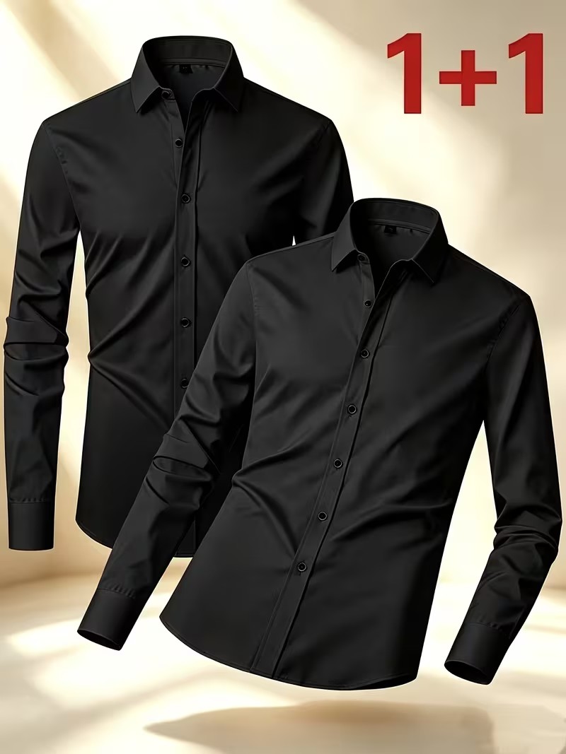 Men'S Semi Formal Office Wear - Camicia con bottoni per primavera/autunno, abbigliamento