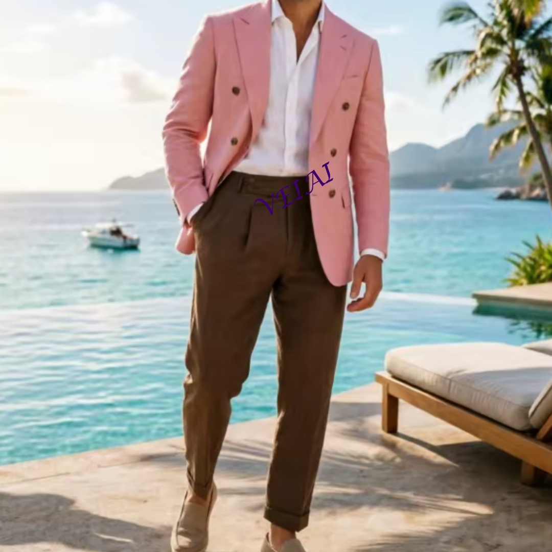 Men'S Formal Wear Attire - Abito da uomo doppiopetto in lino