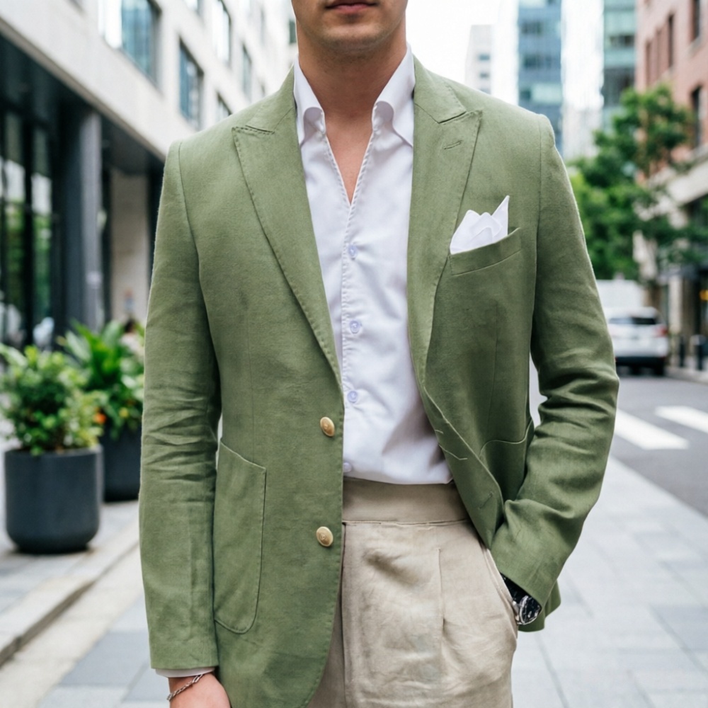 Completi da uomo in lino verde - Men'S Semi Formal Office Wear recensione e prezzo